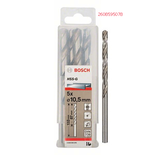 Mũi khoan sắt HSS-G 10.5mm (hộp 5 mũi) 2608595078