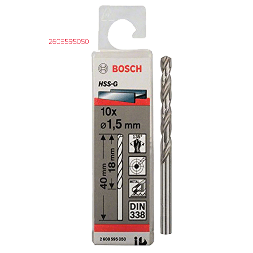 Mũi khoan sắt HSS-G 1.5mm (hộp 10 mũi) 2608595050