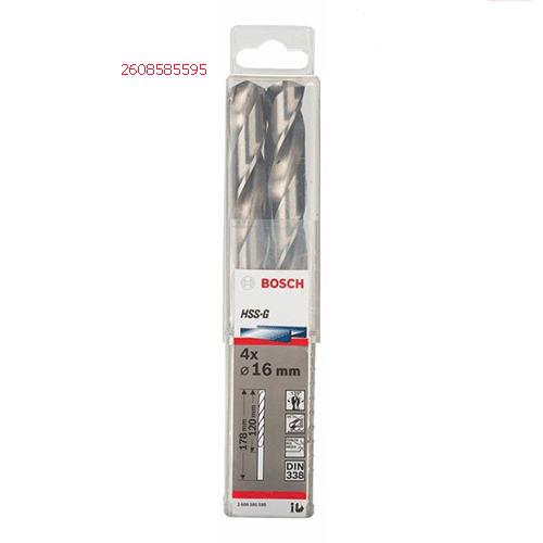 Mũi khoan sắt HSS-G 16mm (hộp 4 mũi) 2608585595