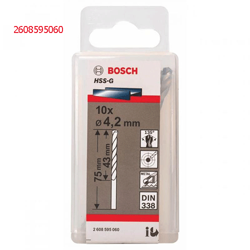 Mũi khoan sắt HSS-G 4.2mm (hộp 10 mũi) 2608595060