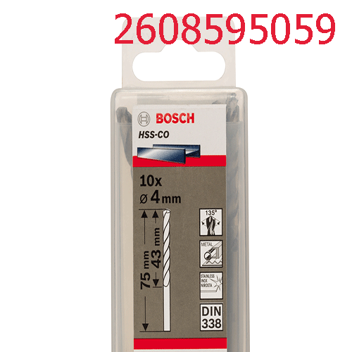 Mũi khoan sắt HSS-G 4mm (hộp 10 mũi) 2608595059