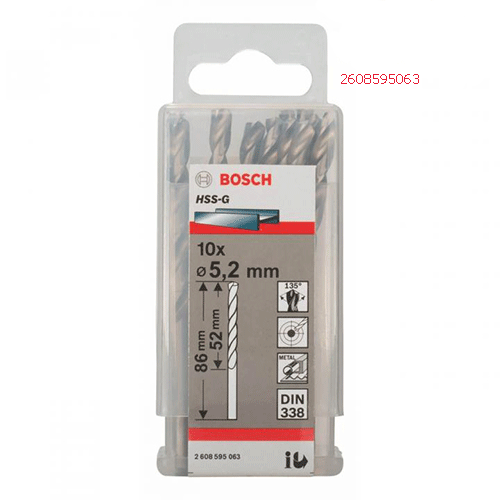 Mũi khoan sắt HSS-G 5.2mm (hộp 10 mũi) 2608595063