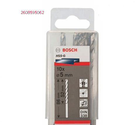 Mũi khoan sắt HSS-G 5mm (hộp 10 mũi) 2608595062