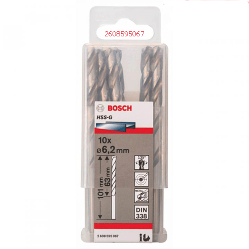 Mũi khoan sắt HSS-G 6.2mm (hộp 10 mũi) 2608595067