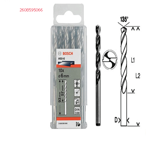 Mũi khoan sắt HSS-G 6mm (hộp 10 mũi) 2608595066