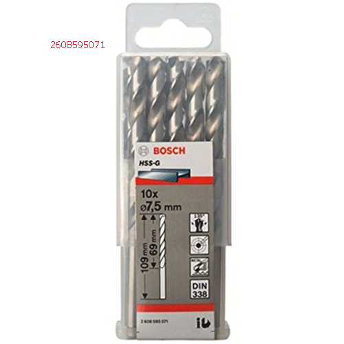 Mũi khoan sắt HSS-G 7.5mm (hộp 10 mũi) 2608595071