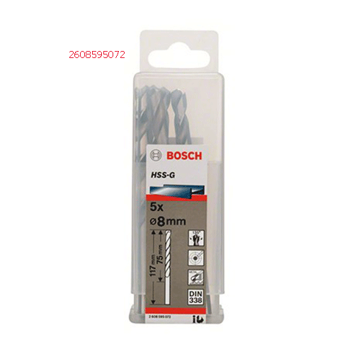 Mũi khoan sắt HSS-G 8.0mm (hộp 5 mũi) 2608595072