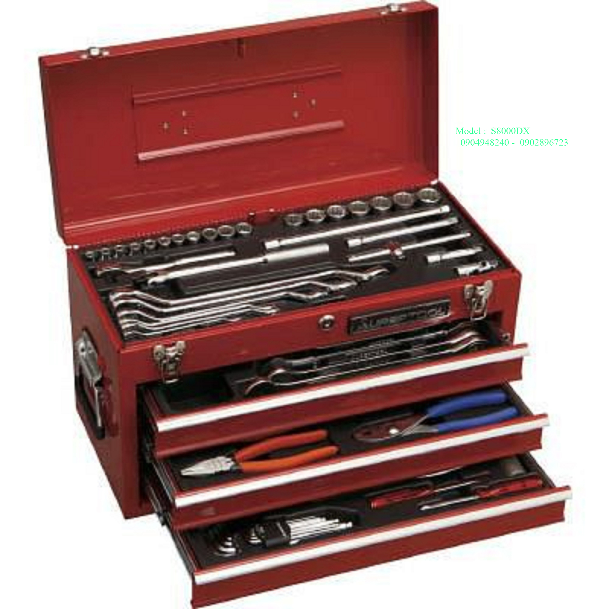 thùng dụng cụ đồ nghề 4 ngăn 70 chi tiết Supertool màu đỏ